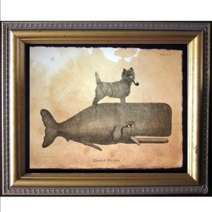 Cairn Terrier On Whale Wall Art Print Tea Stain